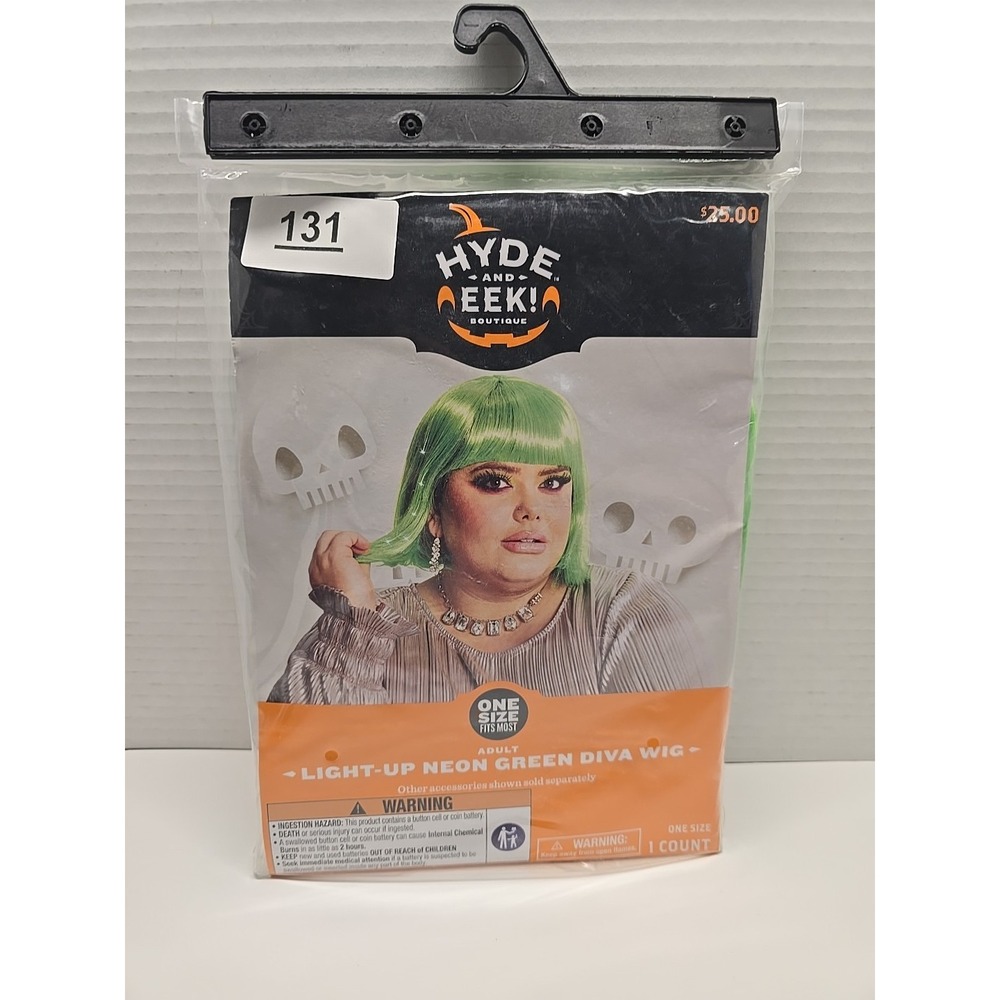 Hyde and Eek Boutique One Size Fits Most Adult Light-Up Diva Wig Neon Green